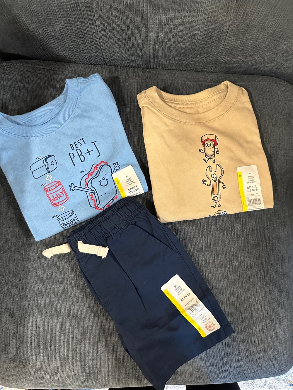 NWT Wonder Nation Boys 3 Piece Set in Light Blue, Tan & Navy